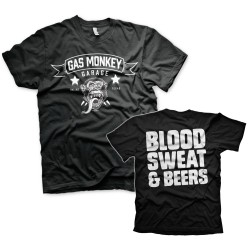T-Shirt Gas Monkey Garage Blood Sweat & Beers GMG stampa fronte retro